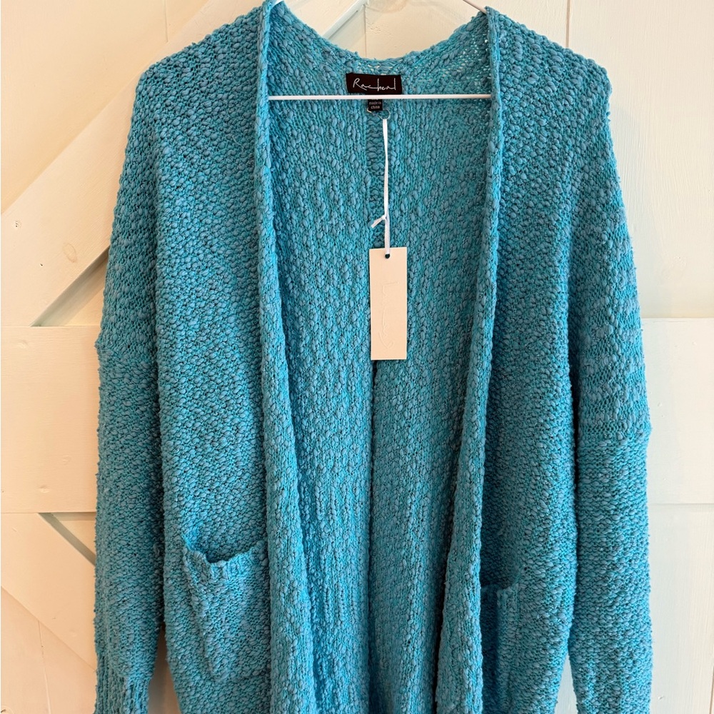 Racheal‎ Turquoise Women's Cardigan M/L Popcorn Stitch New with Tags